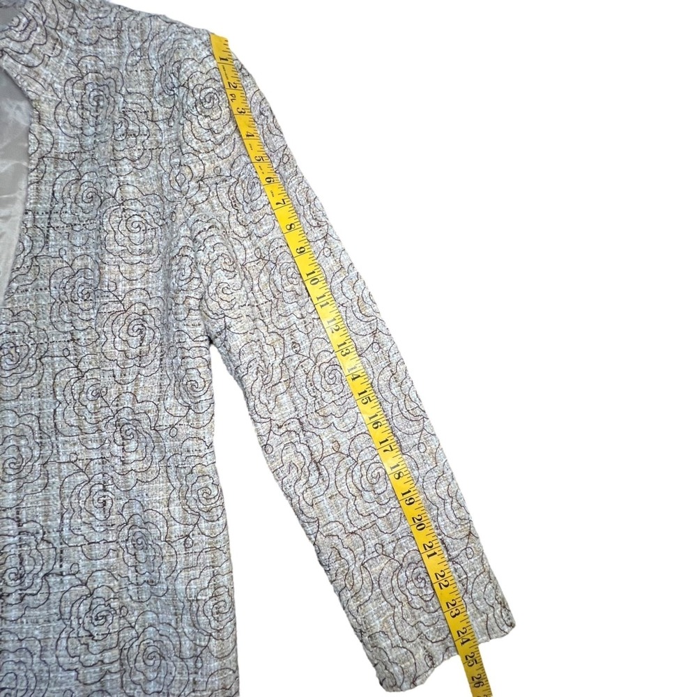 Vintage Neiman Marcus Exclusive Floral Tweed Duster Coat Gold Brown Silk Mix 10 - Picture 12 of 15